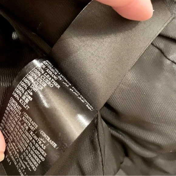 🌟 BEBE Black Genuine Leather Spiked Sleeves Peplum Moto Biker Jacket - Picture 16 of 16